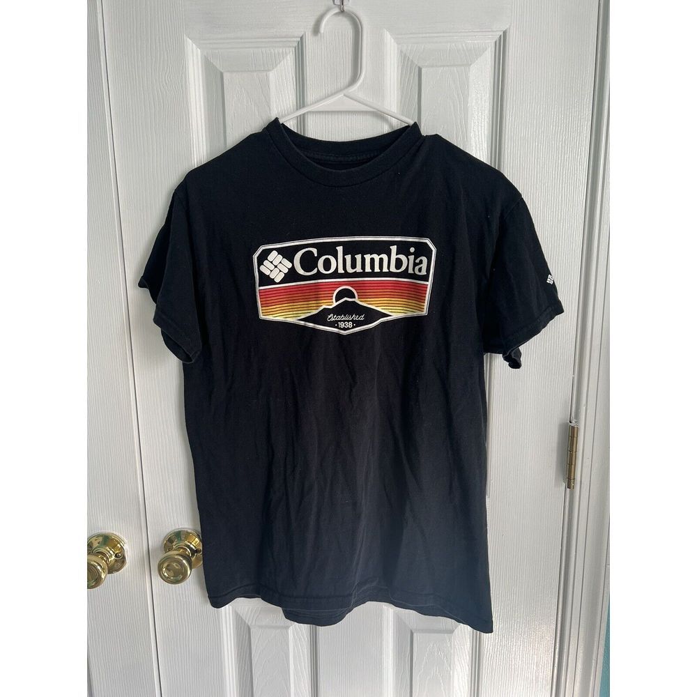 Columbia Mens Medium Cotton Short Sleeve Black Shirt